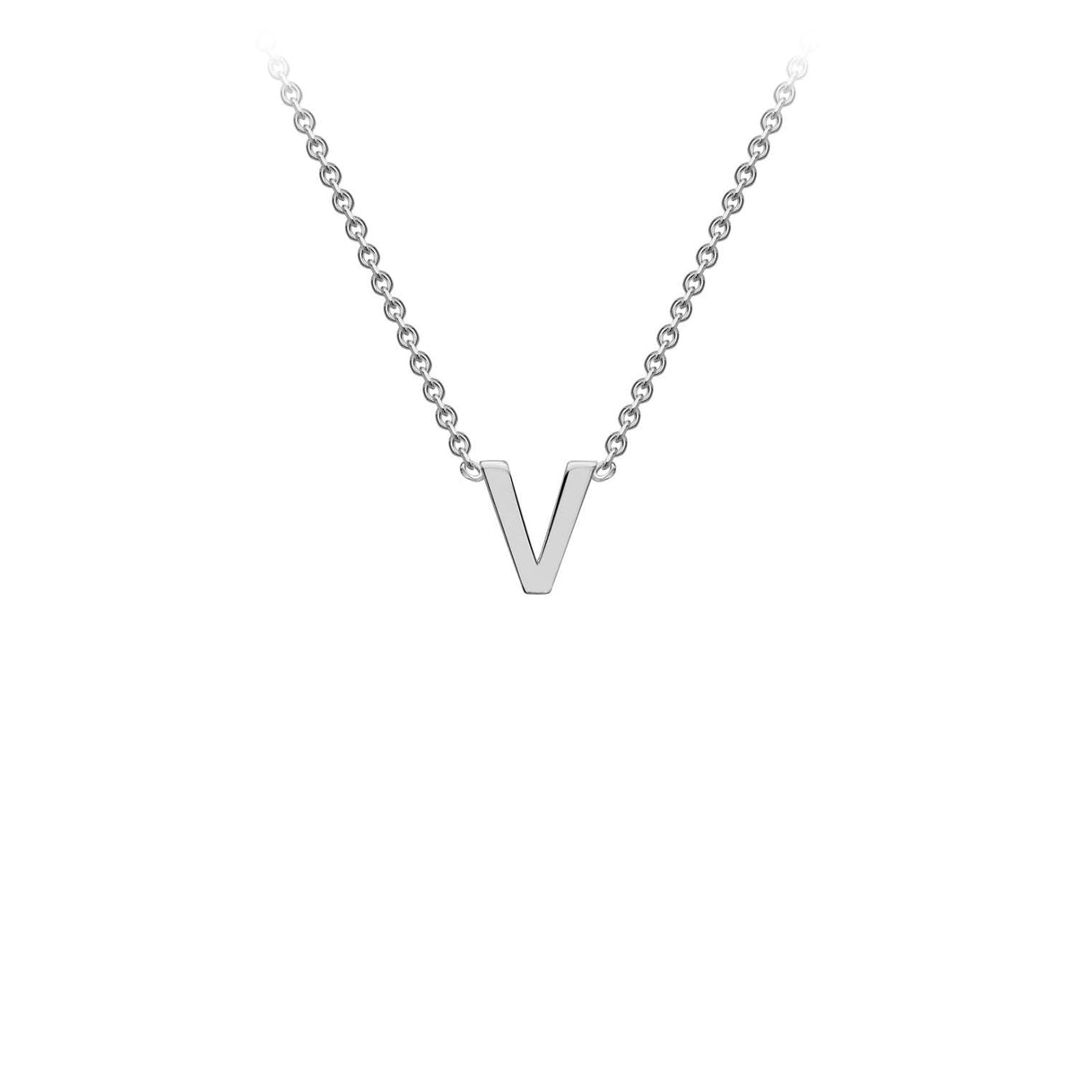 9ct White Gold 'V' Initial Adjustable Letter Necklace 38/43cm