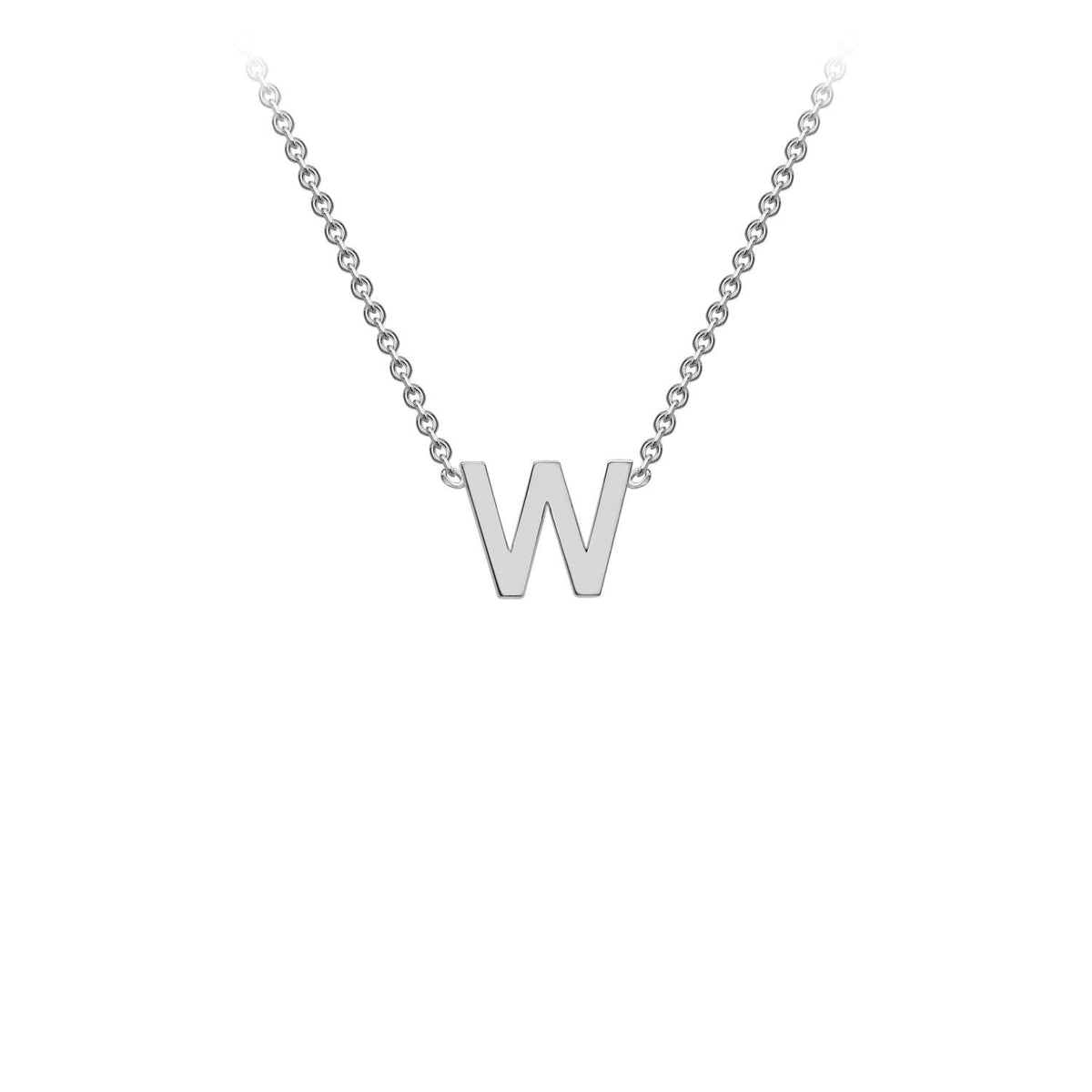 9ct White Gold 'W' Initial Adjustable Letter Necklace 38/43cm