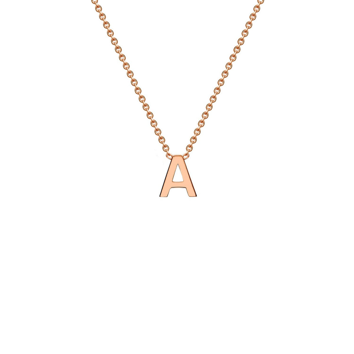 9ct Rose Gold 'A' Initial Adjustable Letter Necklace 38/43cm