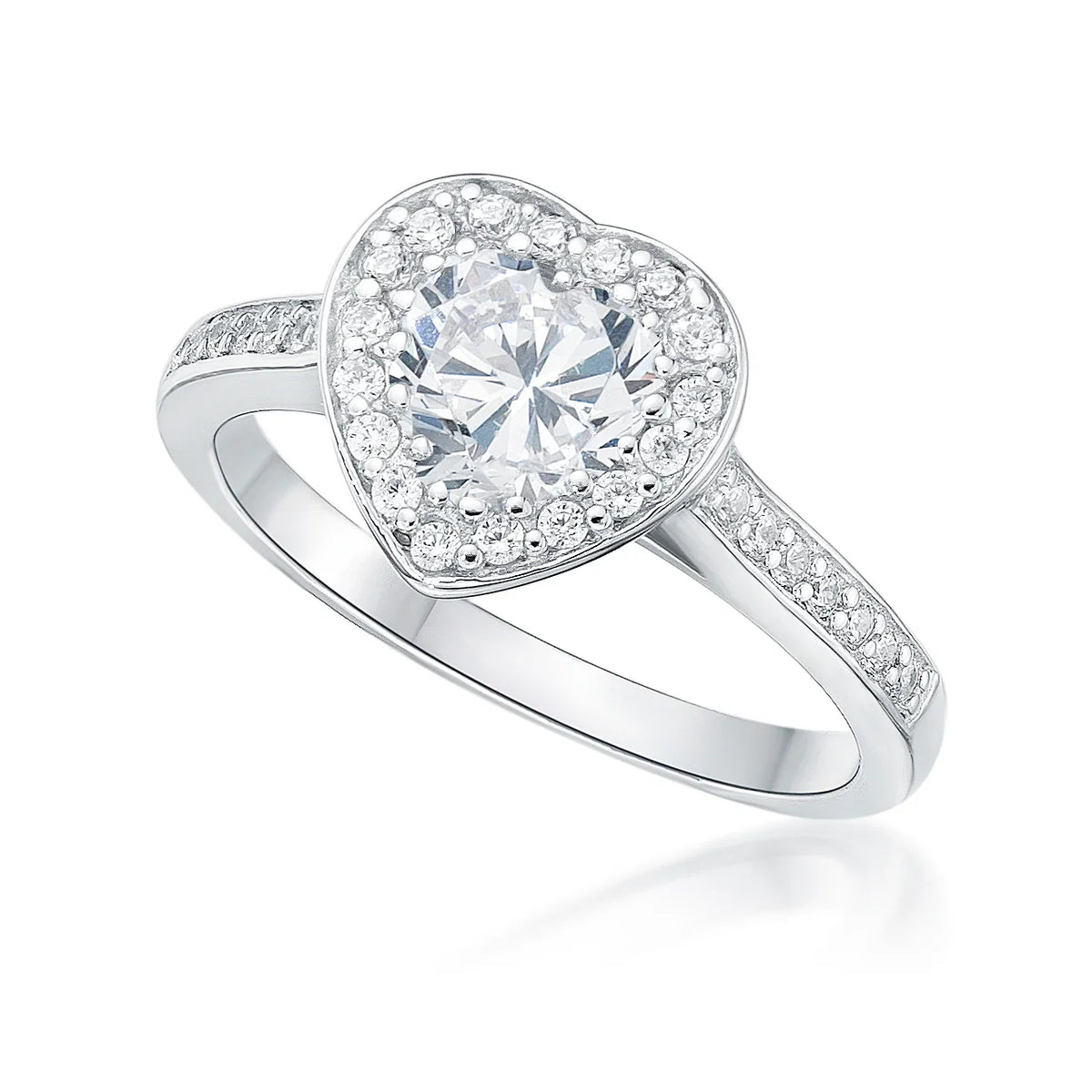 Silver CZ Heart Dress Ring