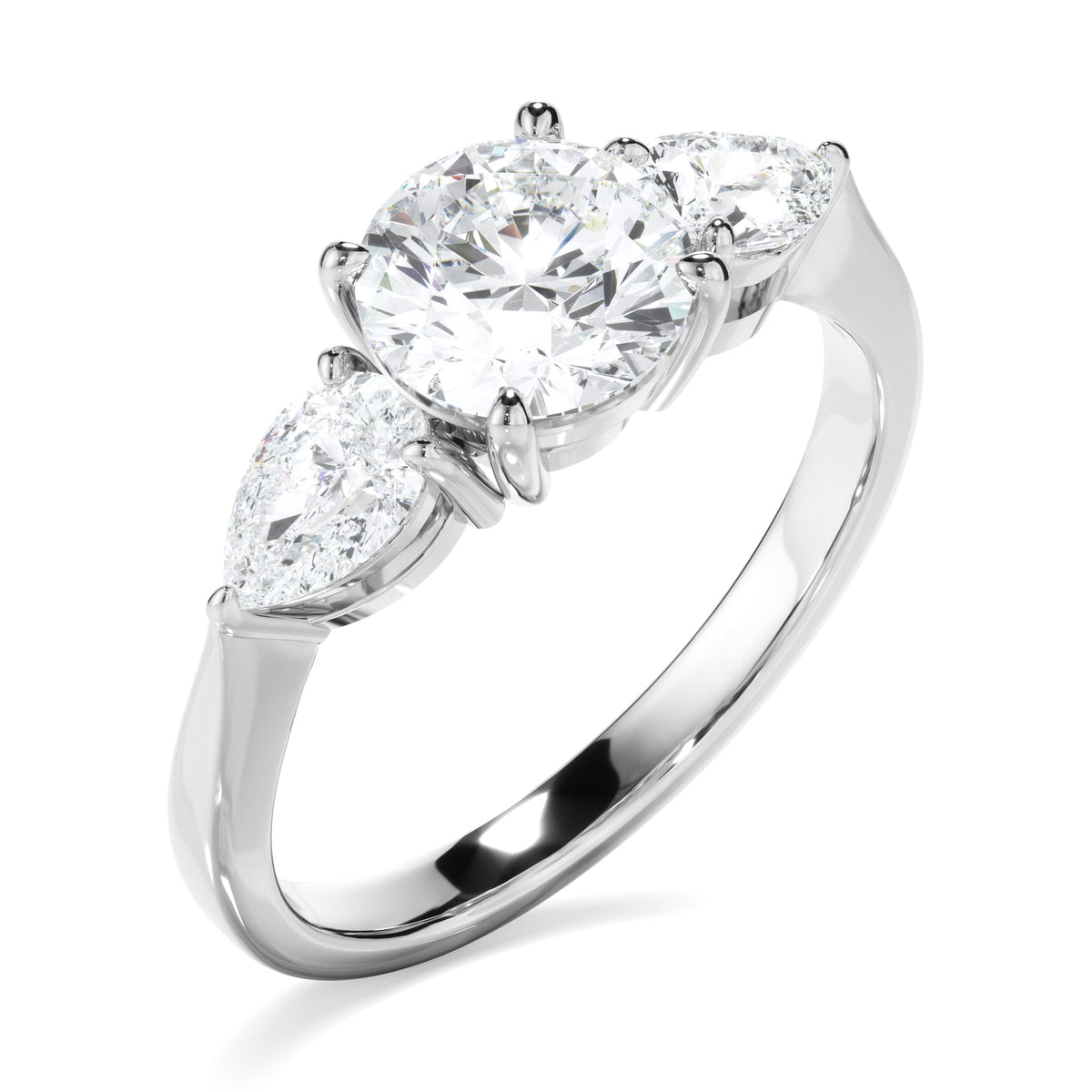 Round Brilliant Cut Diamond Trilogy Engagement Ring