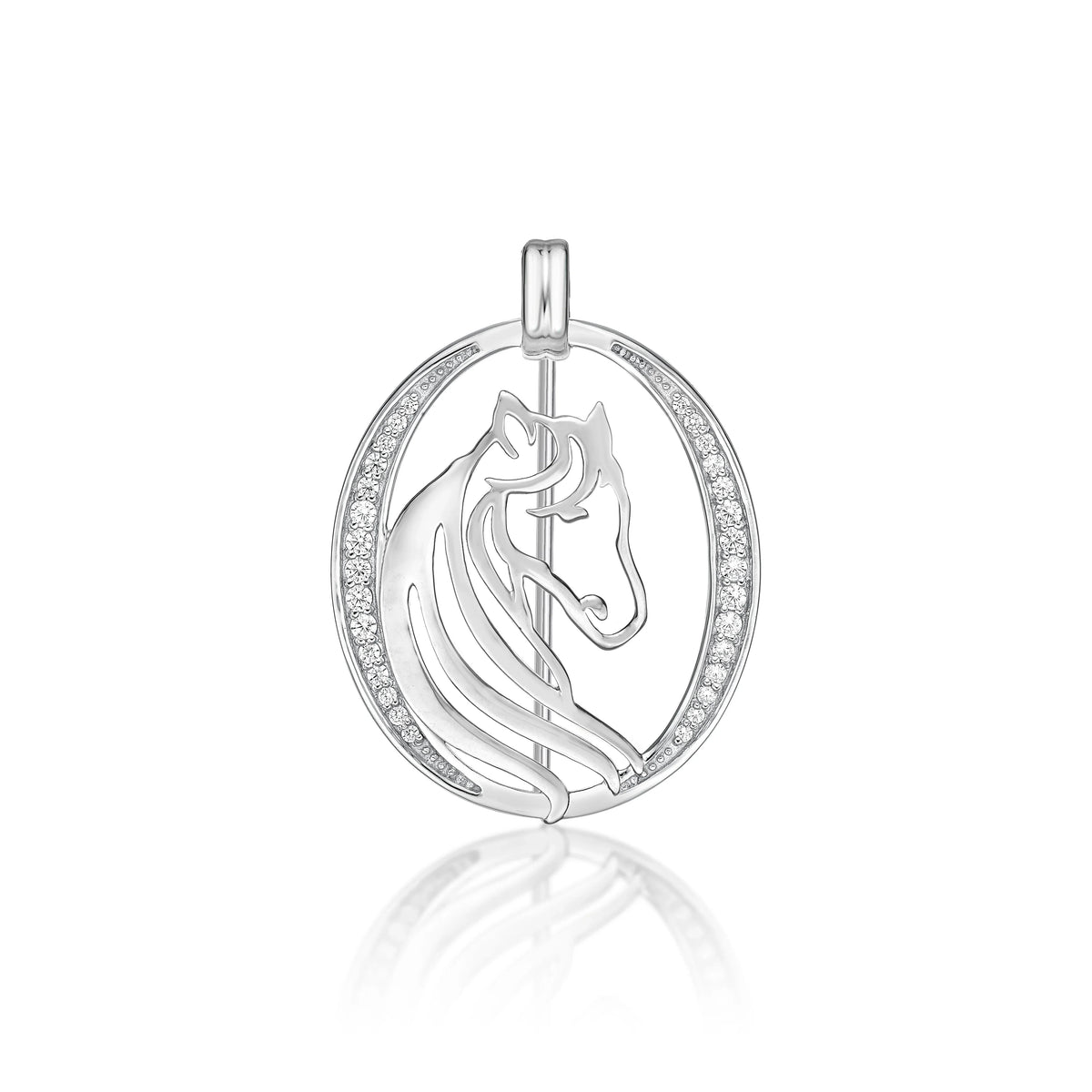 Silver CZ Horse Brooch - Nangar Gems
