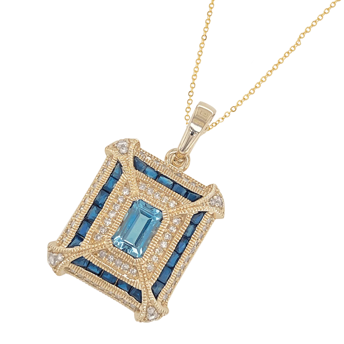 9ct London Blue Topaz, Sapphire & Diamond Enhancer