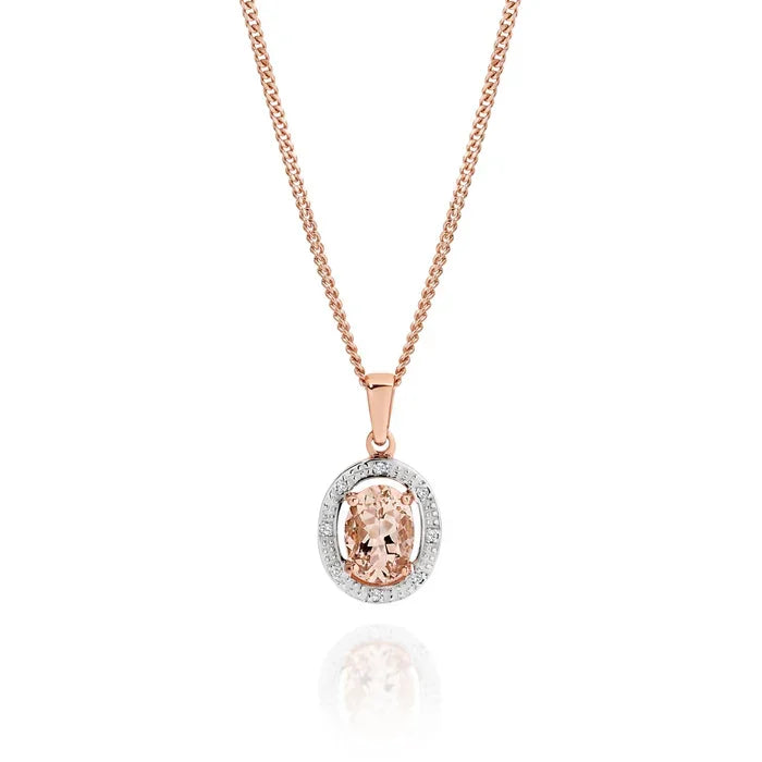 Morganite and Diamond Oval Pendant