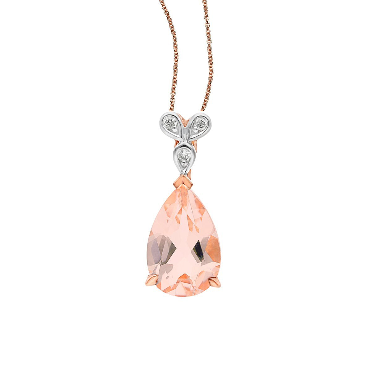 1.1ct Morganite & Diamond Pendant in 9ct Rose Gold