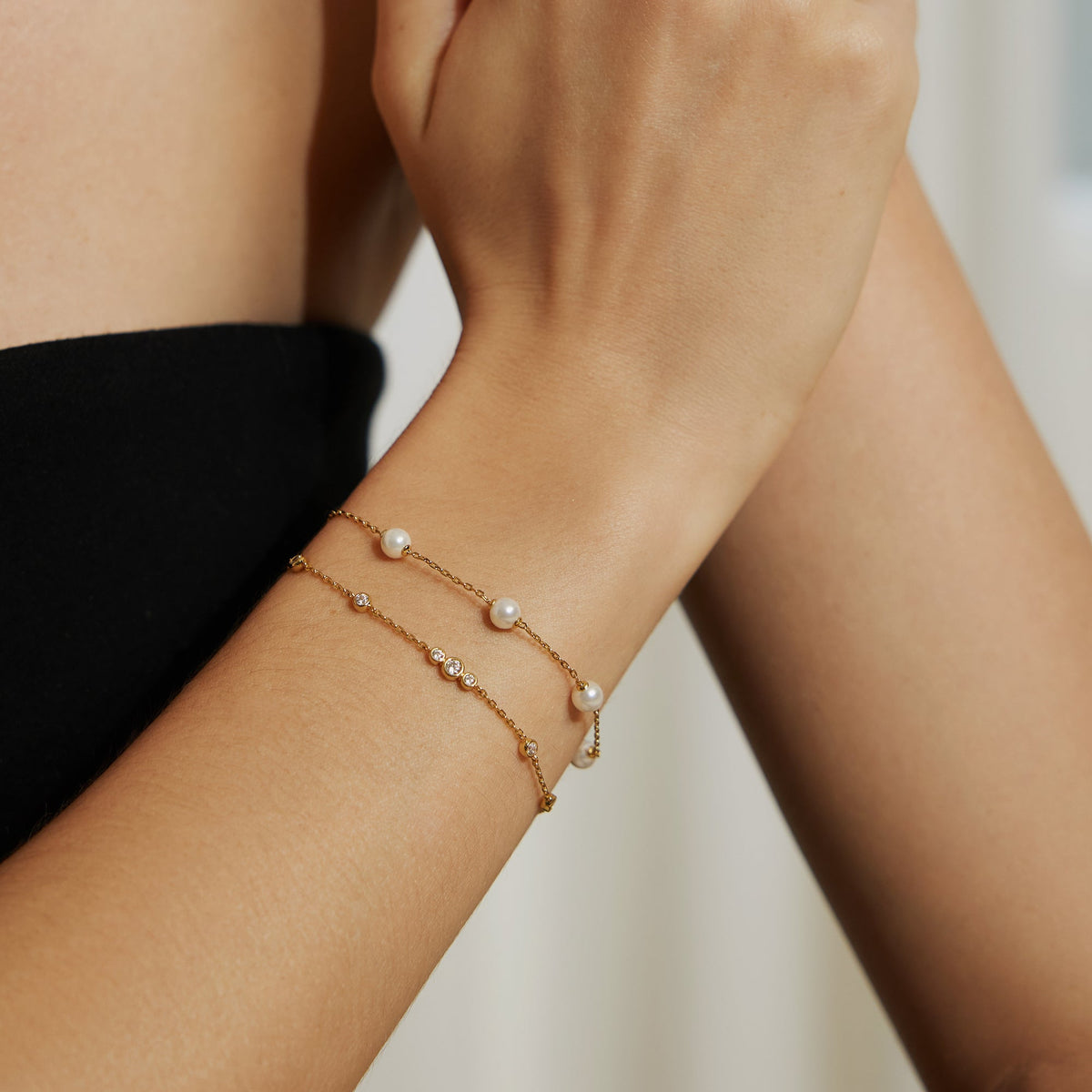 Ania Haie Gold Sparkling Bezel Cubic Zirconia Station Bracelet