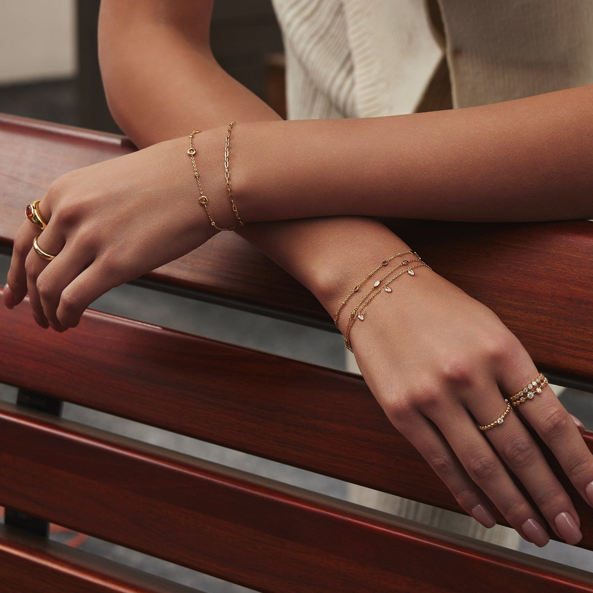 Gold Multi Rhombus Station Bracelet