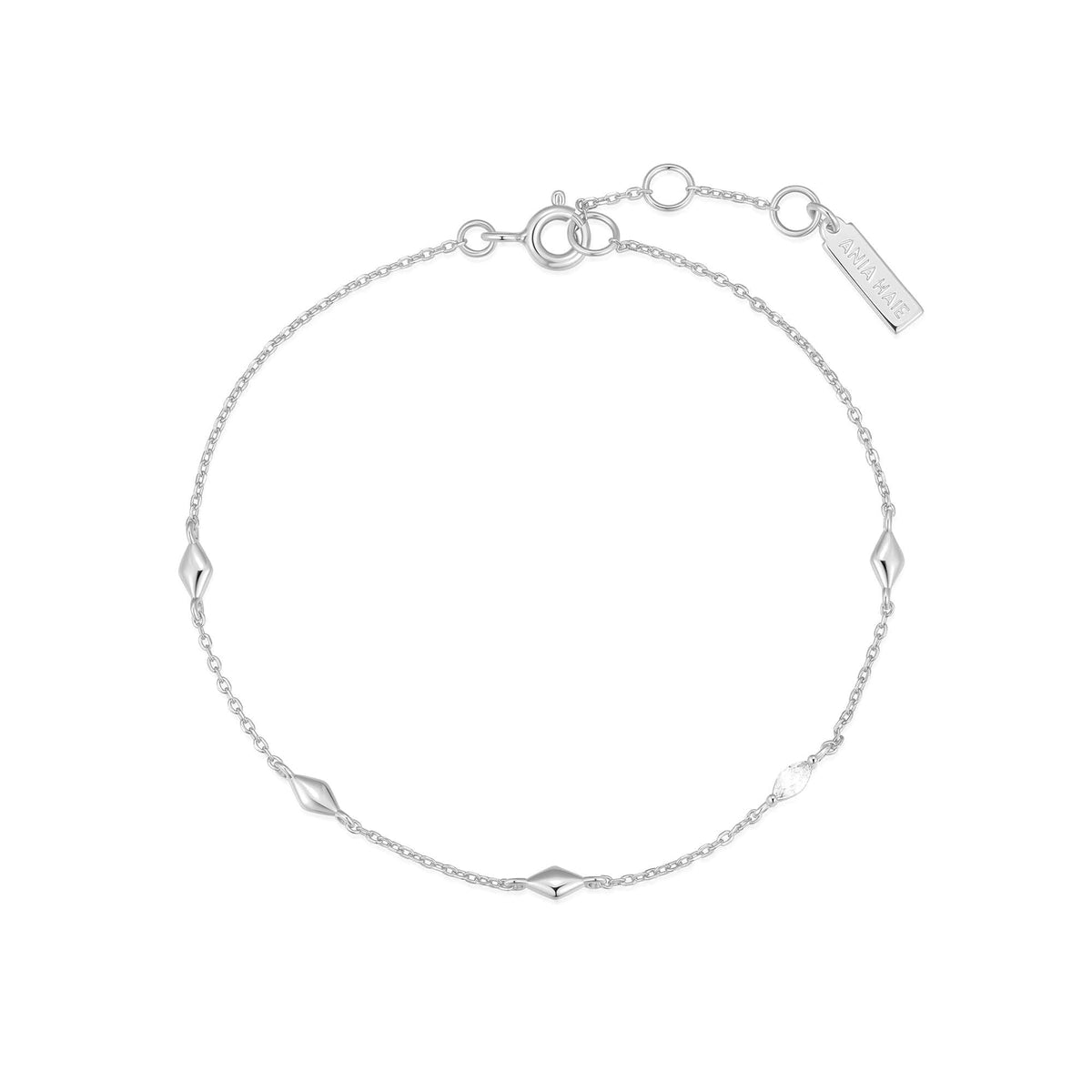 Silver Multi Rhombus Station Bracelet