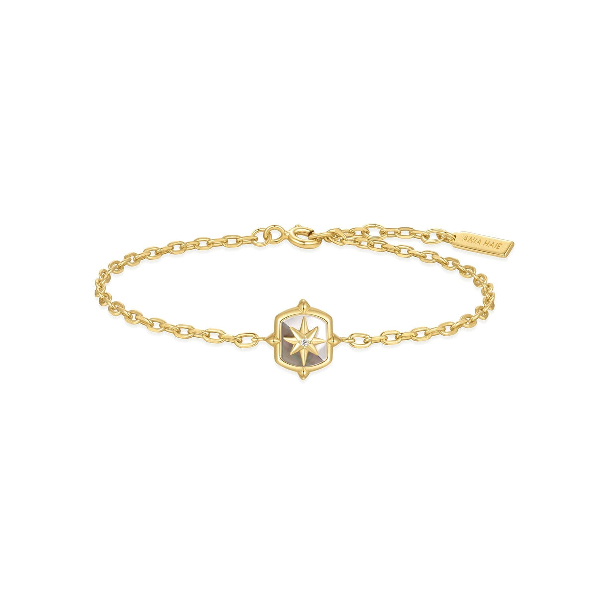 Ania Haie Gold Colour-Block Mother of Pearl Star Bracelet
