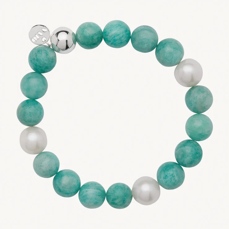 Sunset Amazonite & Pearl Stretch Bracelet