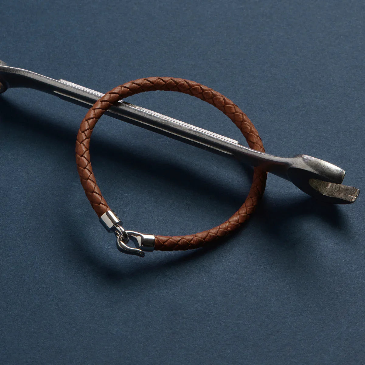 The Mariner Men’s Plaited Leather and Steel Bracelet
