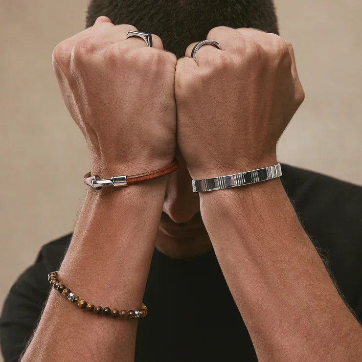 NAJO Atlas Men's 6mm Beaded Tiger's Eye Bracelet