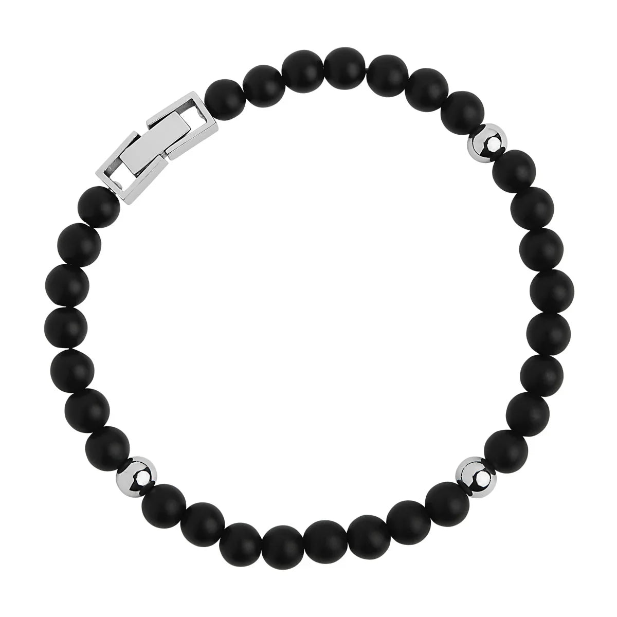 NAJO Atlas Men's 6mm Beaded Black Onyx Bracelet