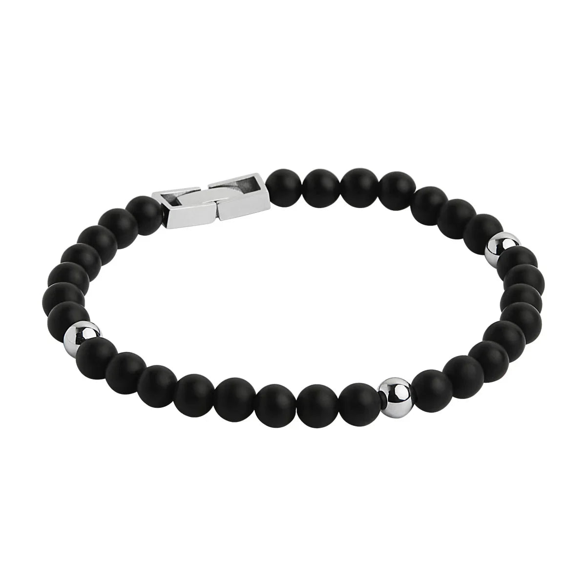 NAJO Atlas Men's 6mm Beaded Black Onyx Bracelet