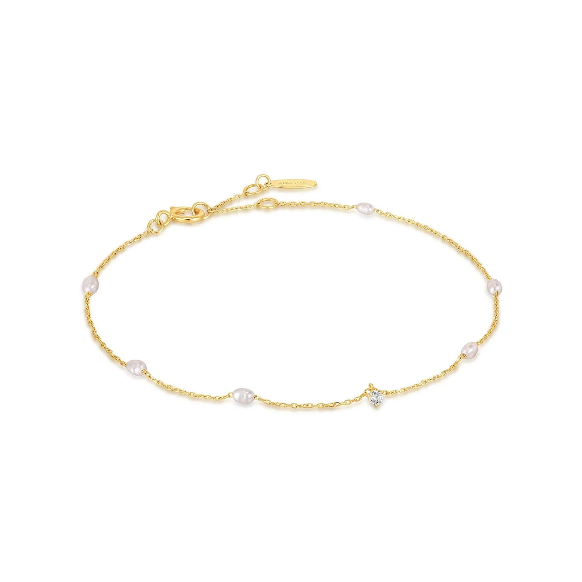 Ania Haie 14ct Gold Pearl and White Sapphire Bracelet