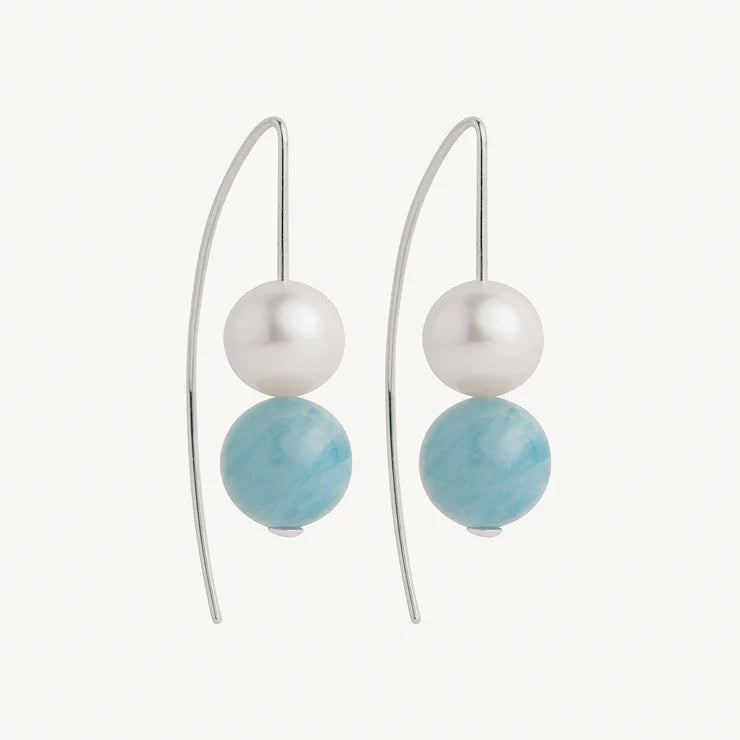 Sunset Aquamarine & Pearl Earring
