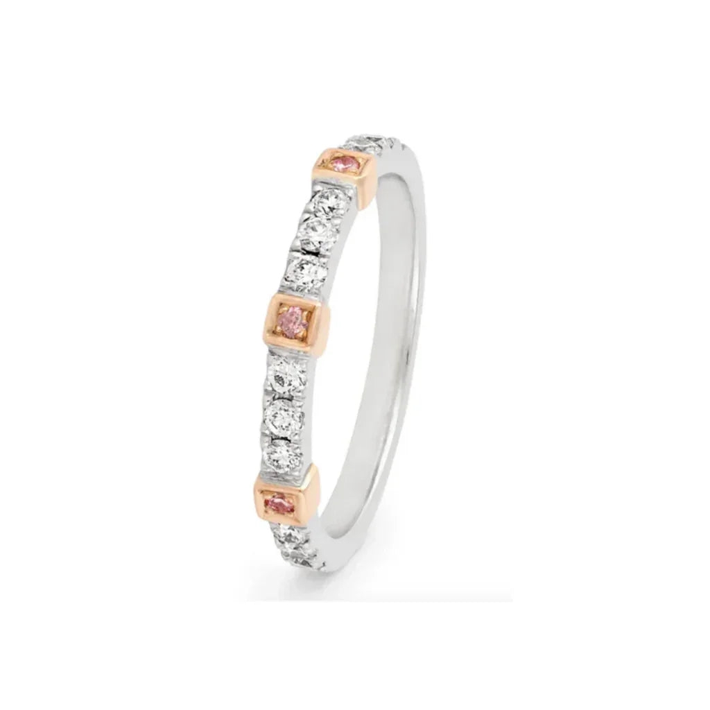 18K White & Rose Gold Diamond Ring - 6PP-7PP