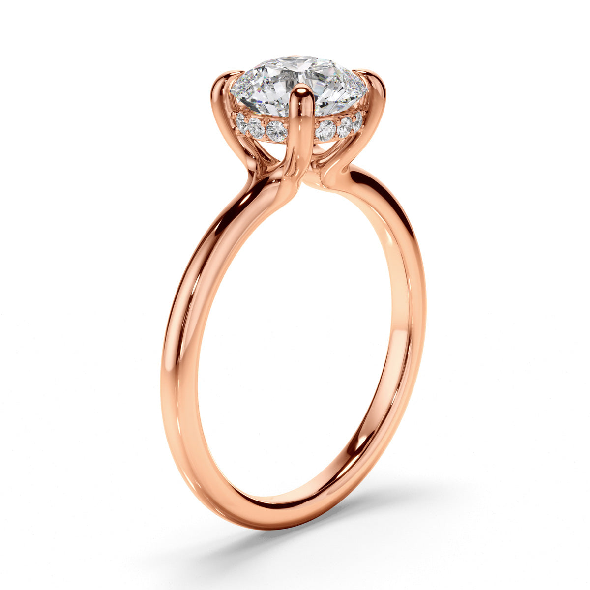 Round Brilliant Cut Diamond Hidden Halo Engagement Ring