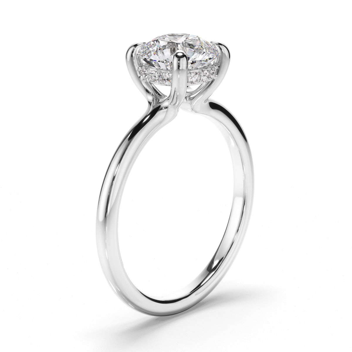 Round Brilliant Cut Diamond Hidden Halo Engagement Ring