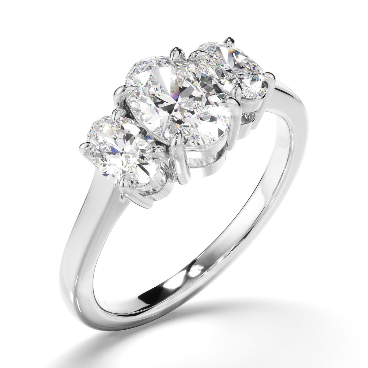 Oval Cut Diamond Trilogy Engagement Ring
