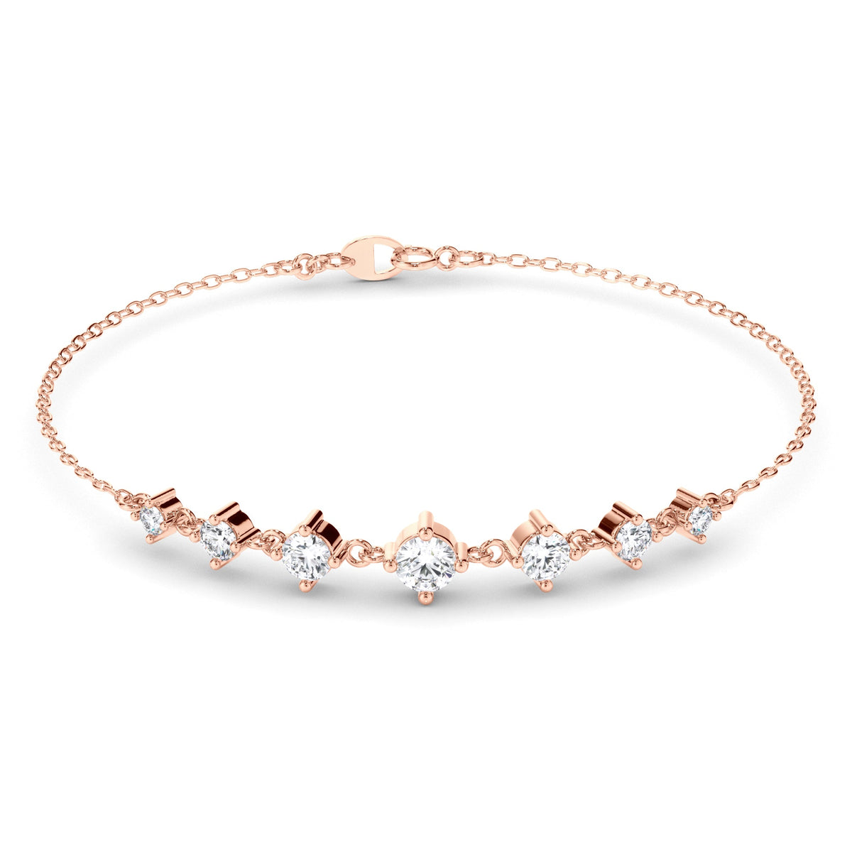 Graduating Round Brilliant Cut Laboratory Grown Diamond Bracelet