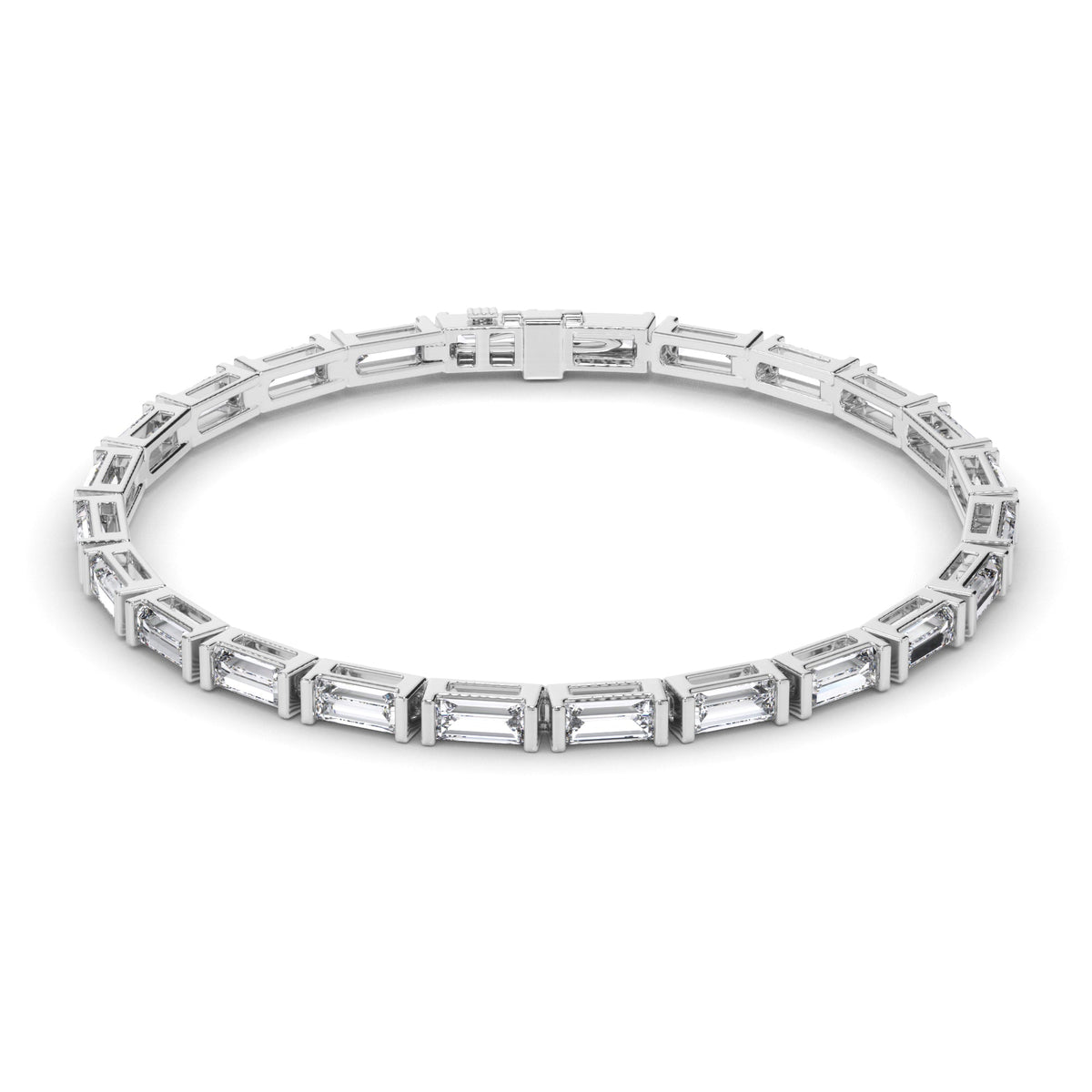 Baguette Cut Laboratory Grown Diamond Tennis Bracelet