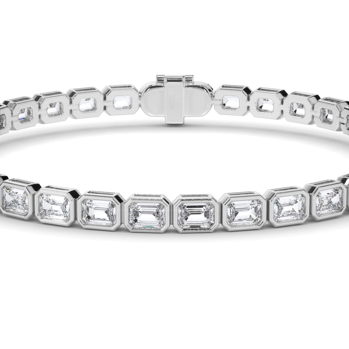Emerald Cut Laboratory Grown Diamond Tennis Bracelet