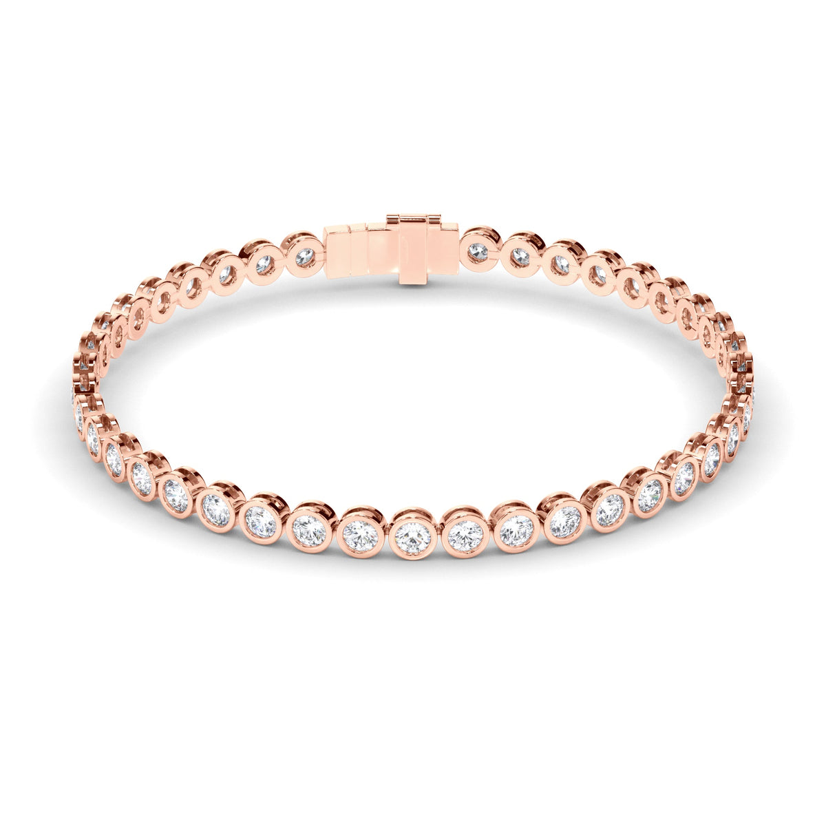 Round Brilliant Cut Laboratory Grown Diamond Bezel Set Tennis Bracelet