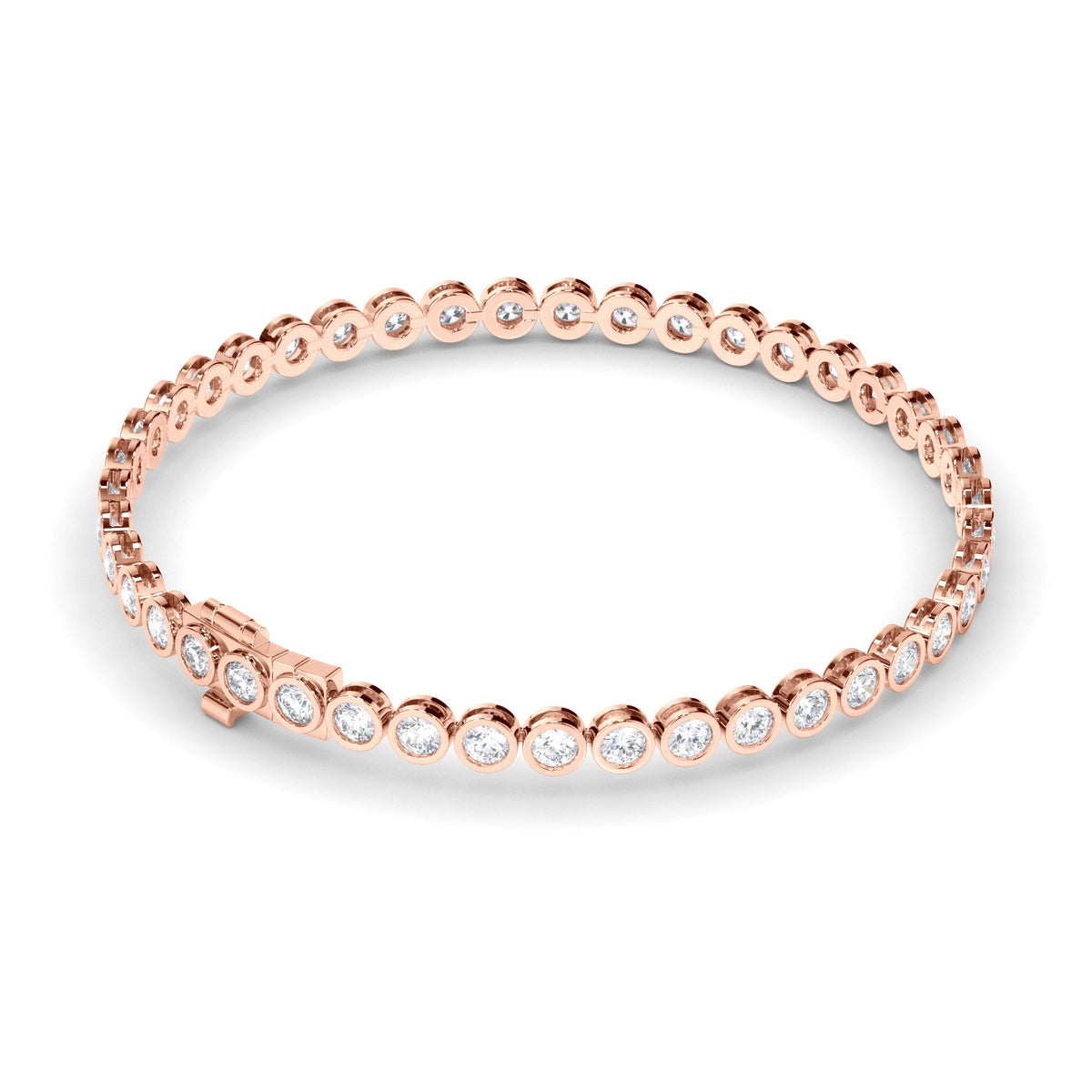 Round Brilliant Cut Laboratory Grown Diamond Bezel Set Tennis Bracelet