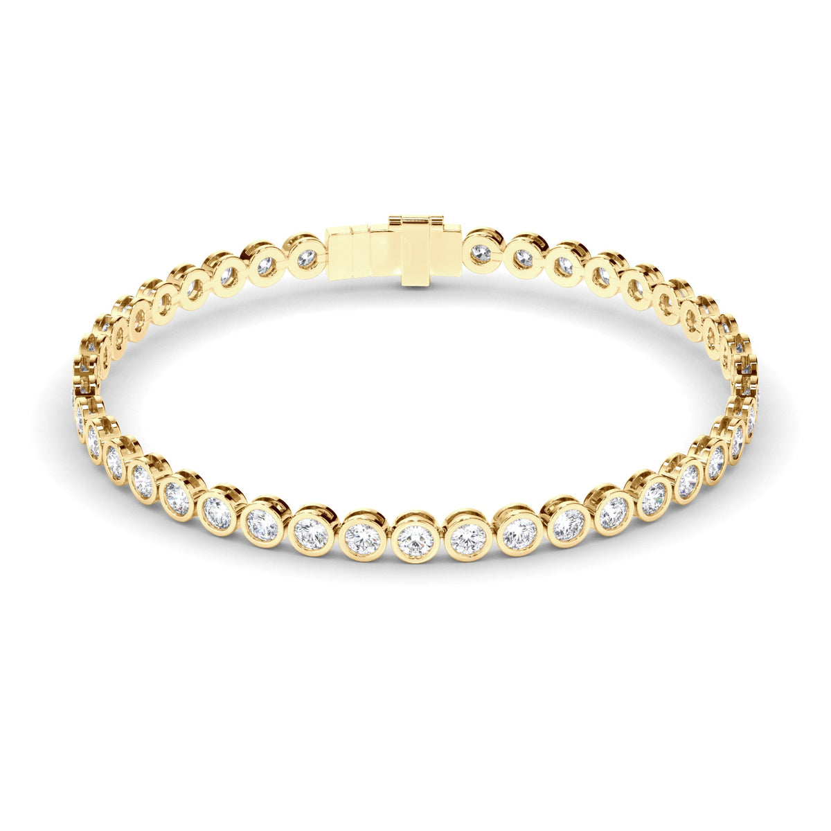 Round Brilliant Cut Laboratory Grown Diamond Bezel Set Tennis Bracelet