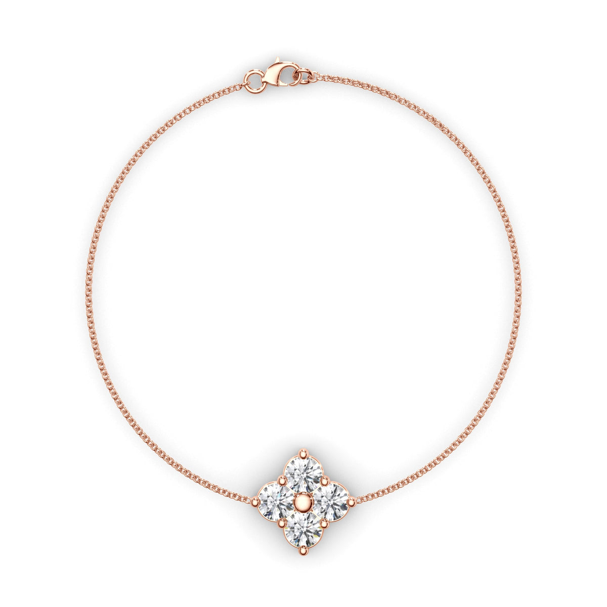 Round Brilliant Cut Laboratory Grown Diamond Clover Style Bracelet