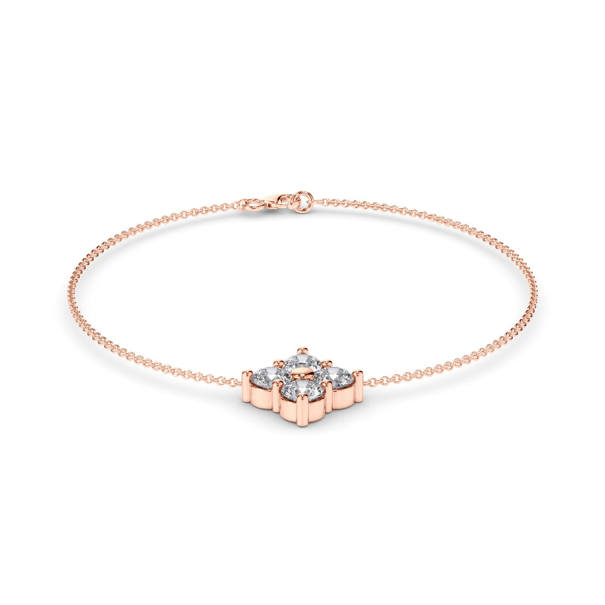Round Brilliant Cut Laboratory Grown Diamond Clover Style Bracelet