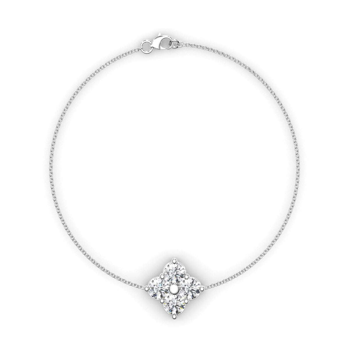 Round Brilliant Cut Laboratory Grown Diamond Clover Style Bracelet