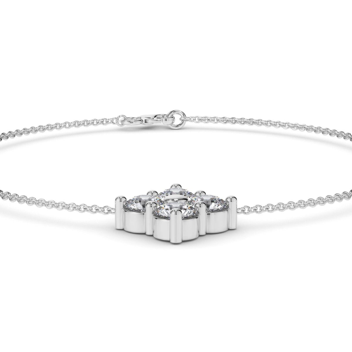 Round Brilliant Cut Laboratory Grown Diamond Clover Style Bracelet
