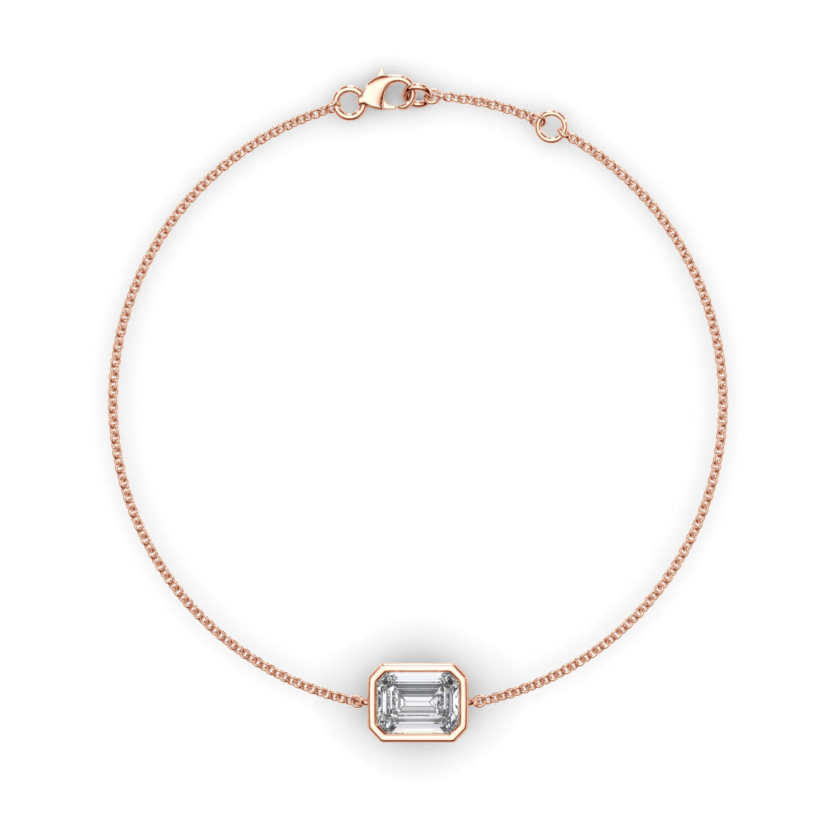 Emerald Cut Diamond Bezel Set Bracelet
