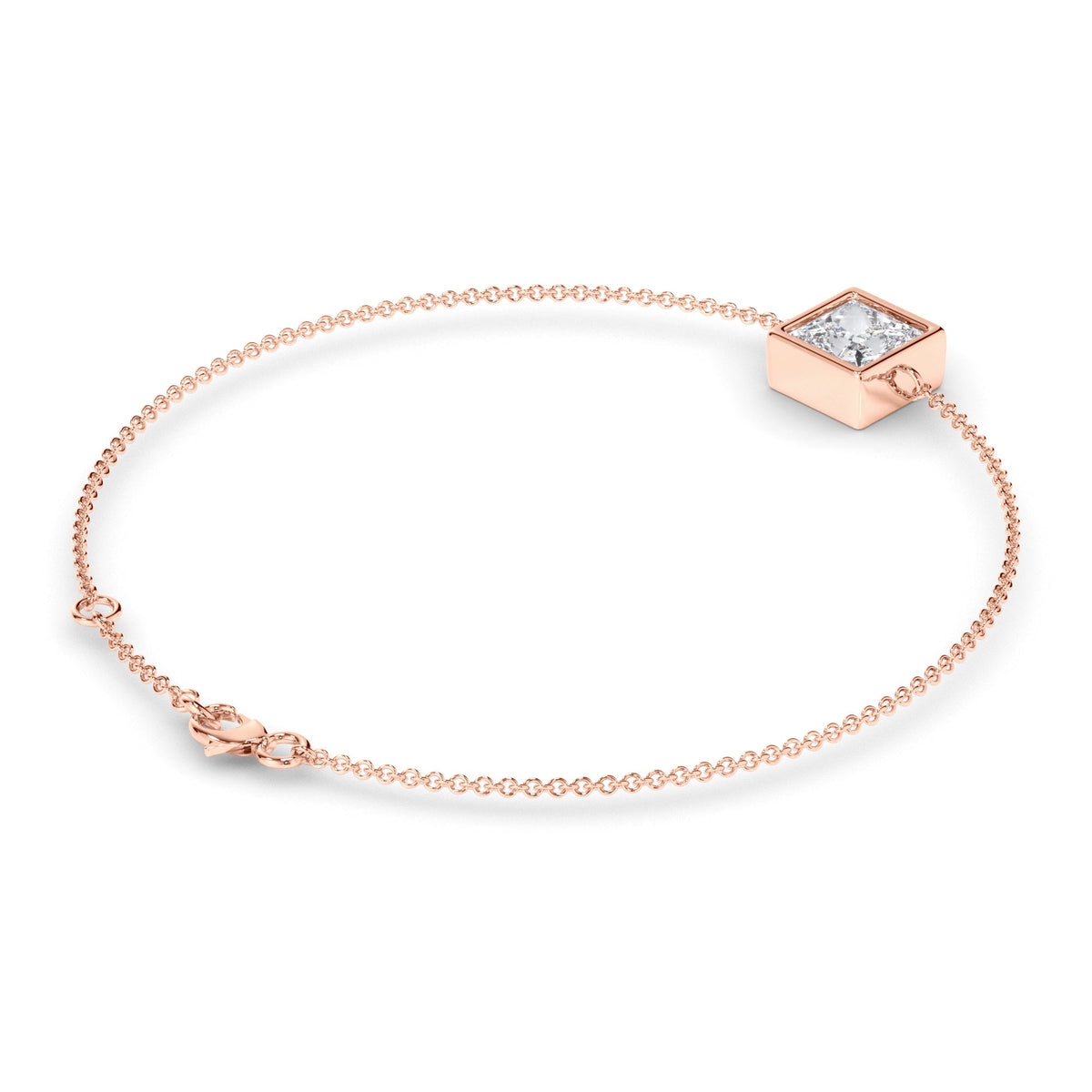 Princess Cut Diamond Bezel Set Bracelet