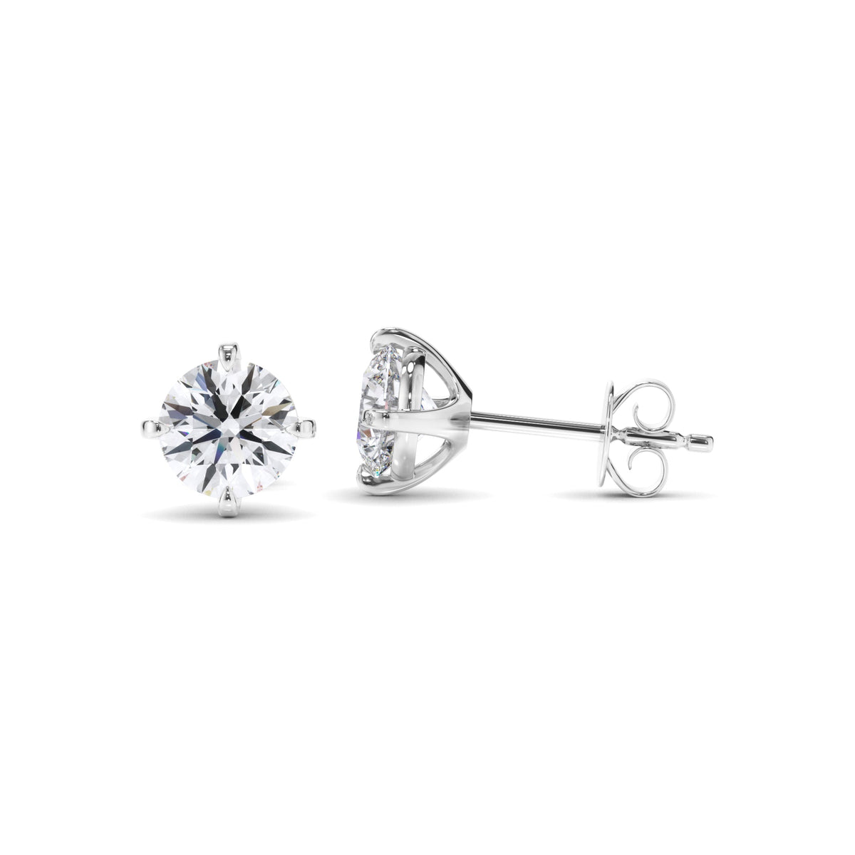 Round Brilliant Cut Diamond Stud Earrings