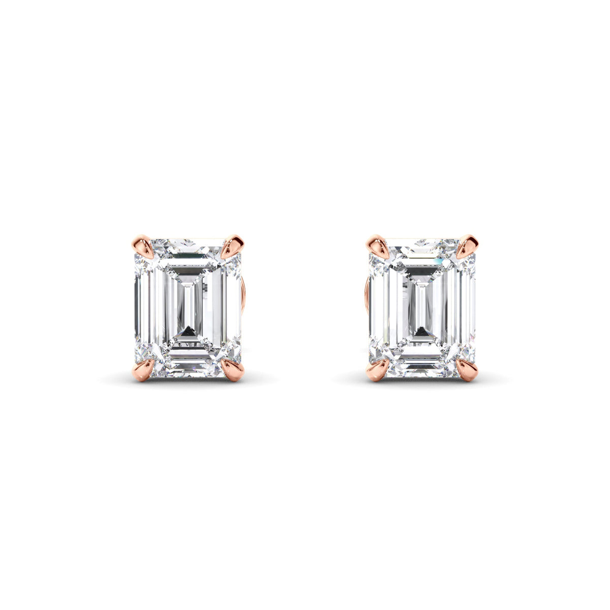 Emerald Cut Diamond Stud Earrings