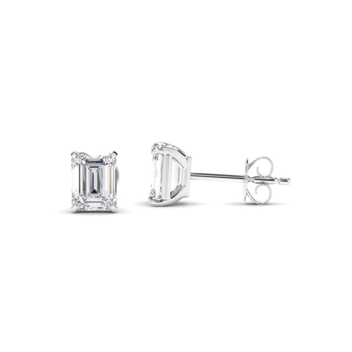 Emerald Cut Diamond Stud Earrings