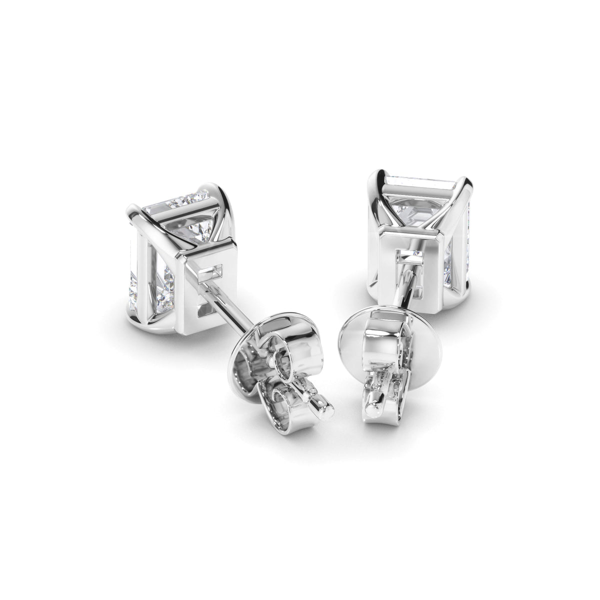 Emerald Cut Diamond Stud Earrings