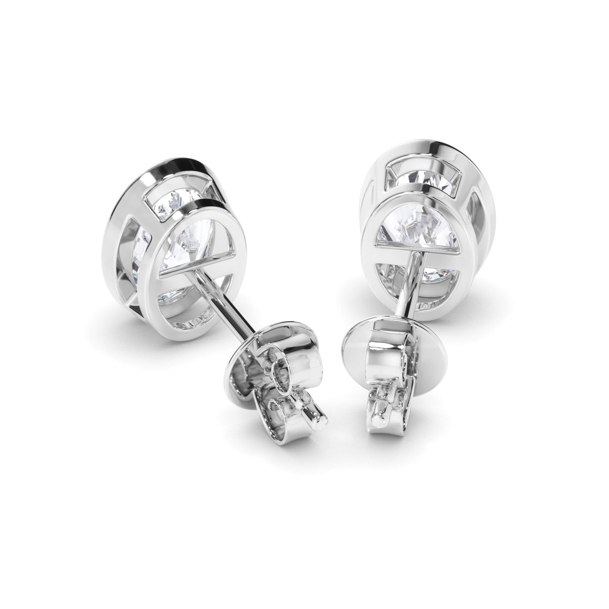 Oval Cut Diamond Bezel Set Stud Earrings