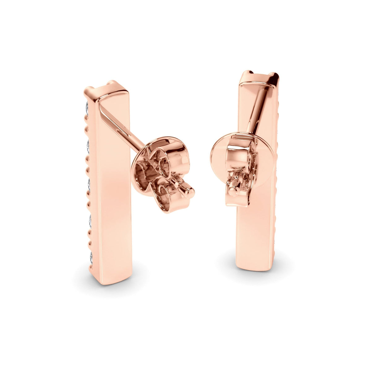 5-Stone Round Brilliant Cut Diamond Bar Earrings