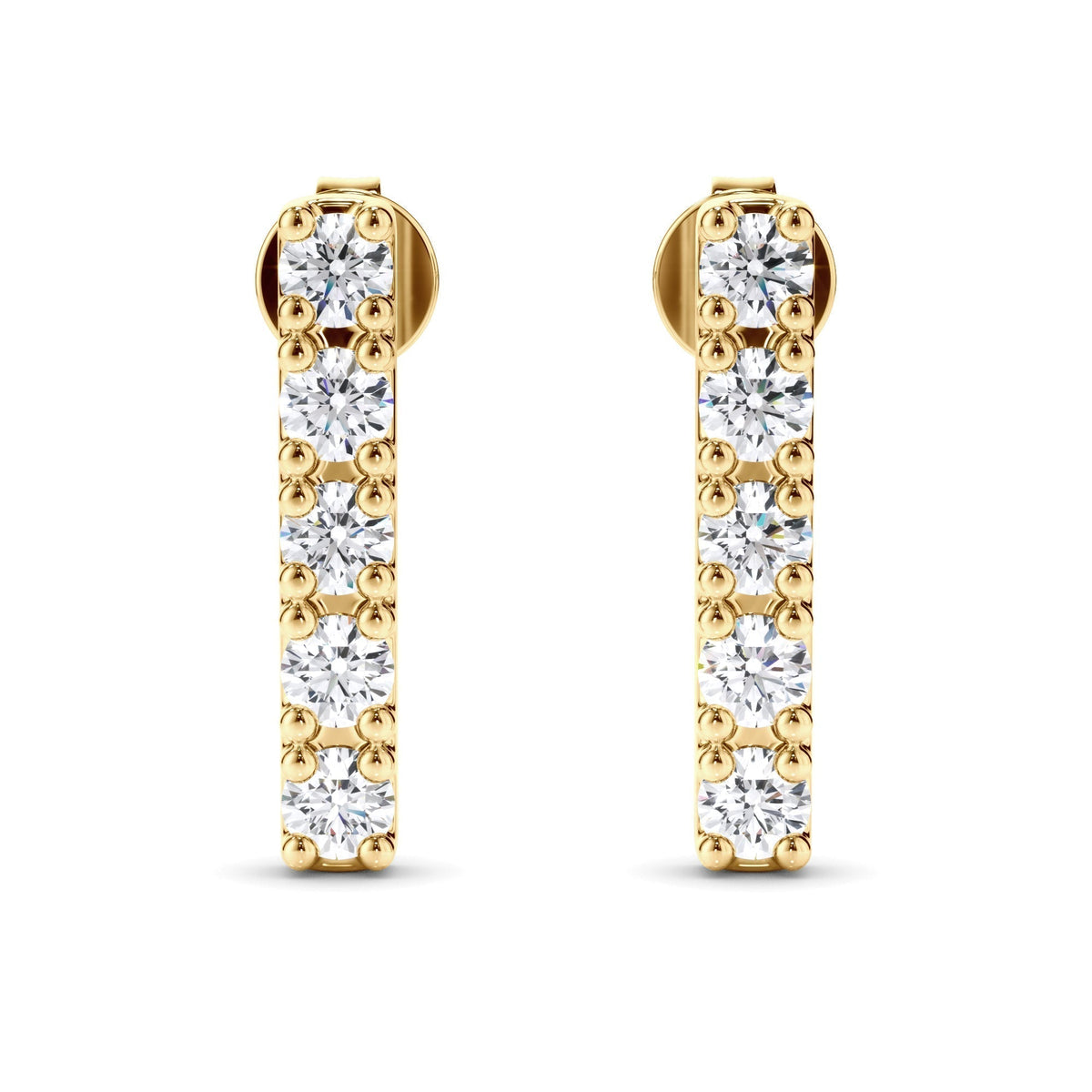 5-Stone Round Brilliant Cut Diamond Bar Earrings
