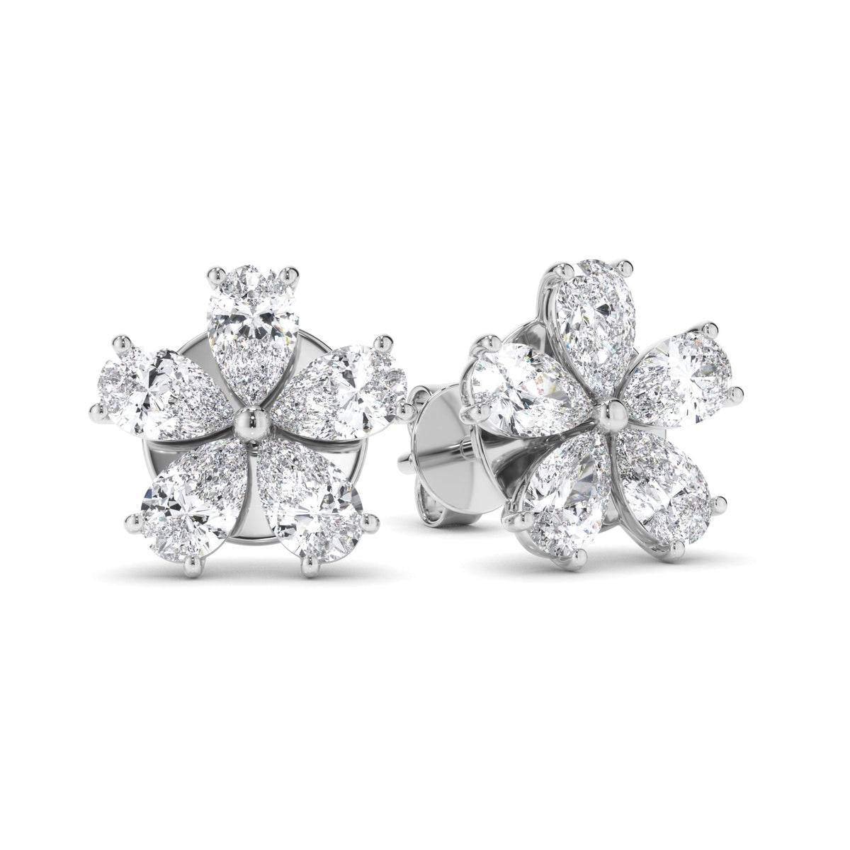 Pear Cut Diamond 5-Stone Stud Earrings