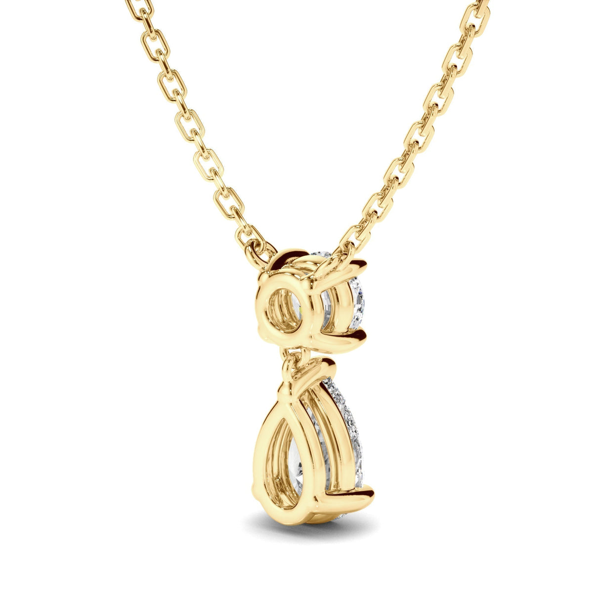 Pear & Round Brilliant Cut Diamond Drop Pendant