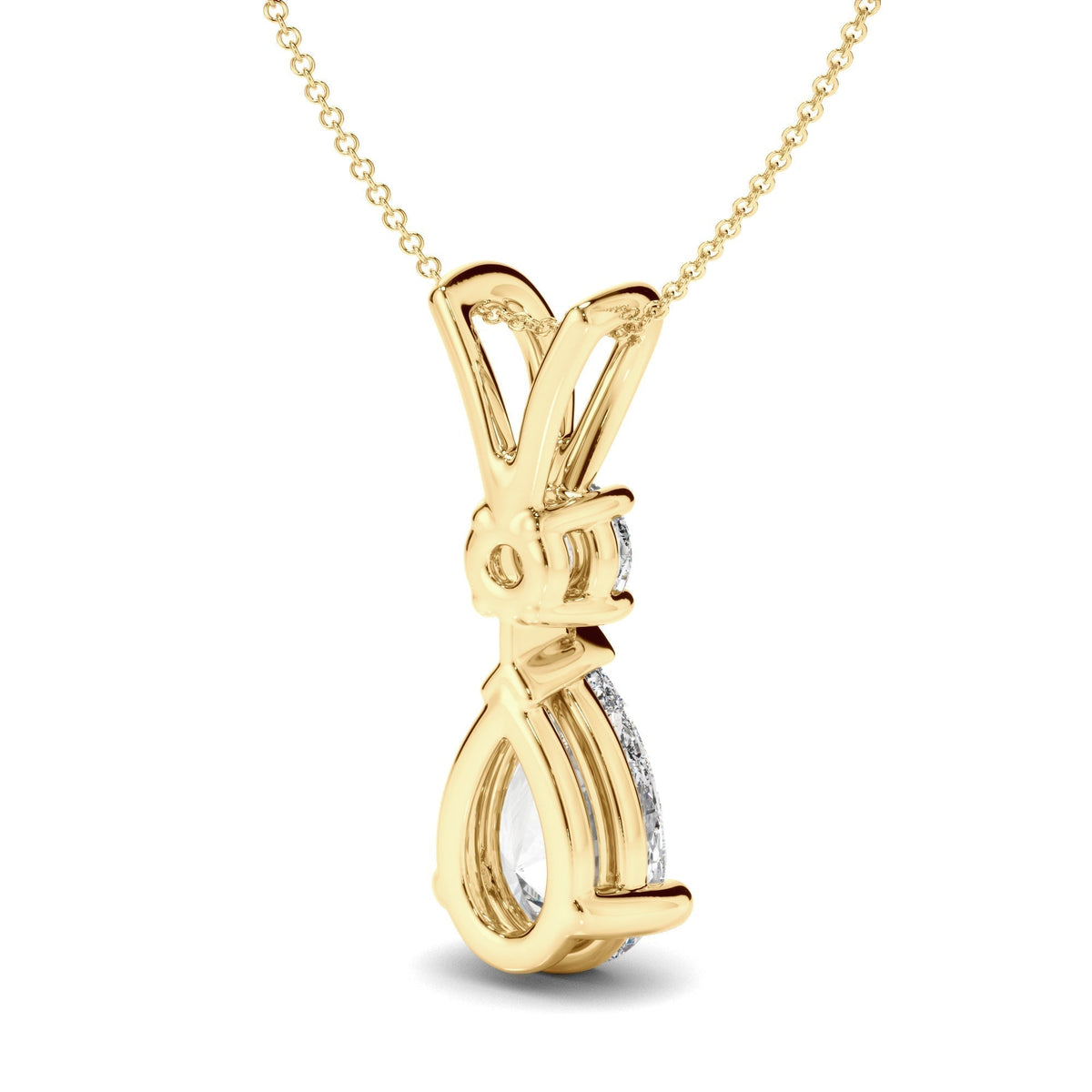 Pear & Round Brilliant Cut Diamond Drop Pendant