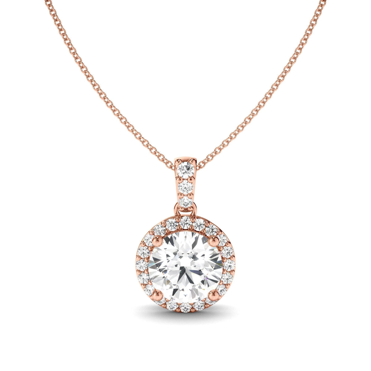 Round Brilliant Cut Diamond Halo Pendant
