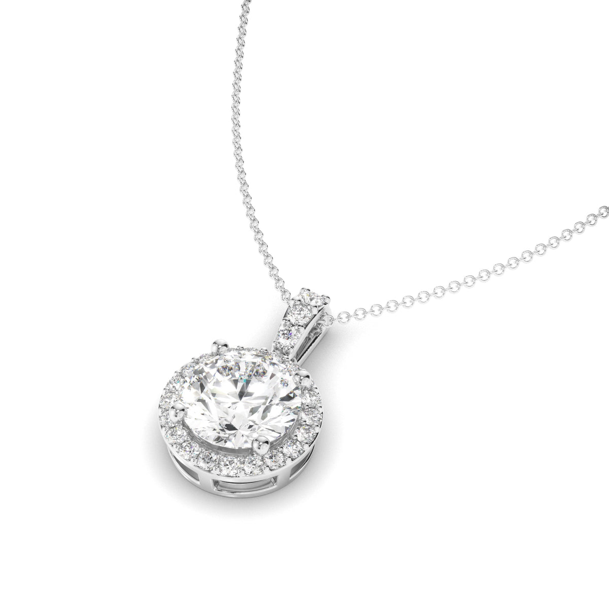 Round Brilliant Cut Diamond Halo Pendant