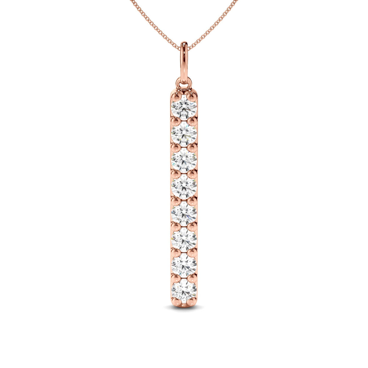 Round Brilliant Cut Diamond Drop Bar Pendant