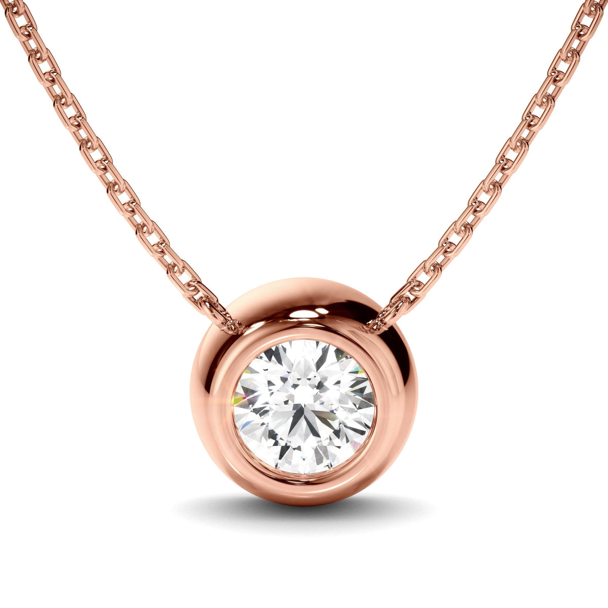 Round Brilliant Cut Diamond Bezel Set Necklet